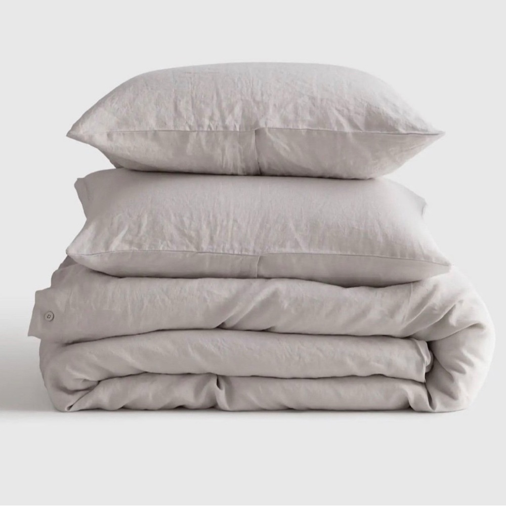 Quince Relaxed Linen Duvet Cover Set in eucalyptus (no shams)